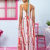 Athena Dress Vis Multi Stripes Strawberries Φόρεμα με Ζώνη & Τσέπες Petit Boutik - Image 3