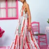 Athena Dress Vis Multi Stripes Strawberries Φόρεμα με Ζώνη & Τσέπες Petit Boutik - Image 2