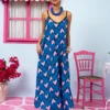 Matina Dress Blue Hearts Pink Spikes Φόρεμα με Ζώνη & Τσέπες Petit Boutik - Image 2