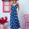 Matina Dress Blue Hearts Pink Spikes Φόρεμα με Ζώνη & Τσέπες Petit Boutik - Image 3