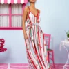 Matina Dress Vis Multi Stripes Strawberries Φόρεμα με Ζώνη & Τσέπες Petit Boutik - Image 3