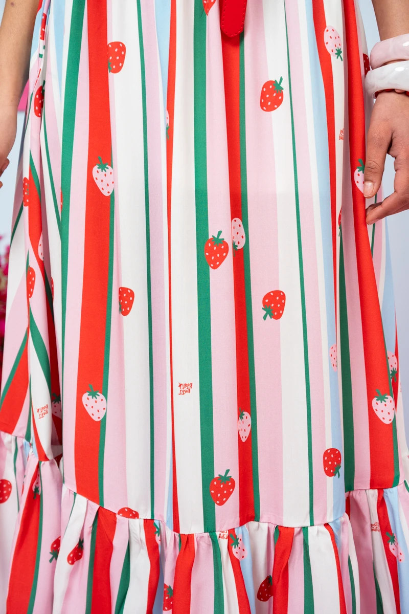 Marea Skirt Vis Multi Stripes Strawberries Color Φούστα Petit Boutik - Image 4