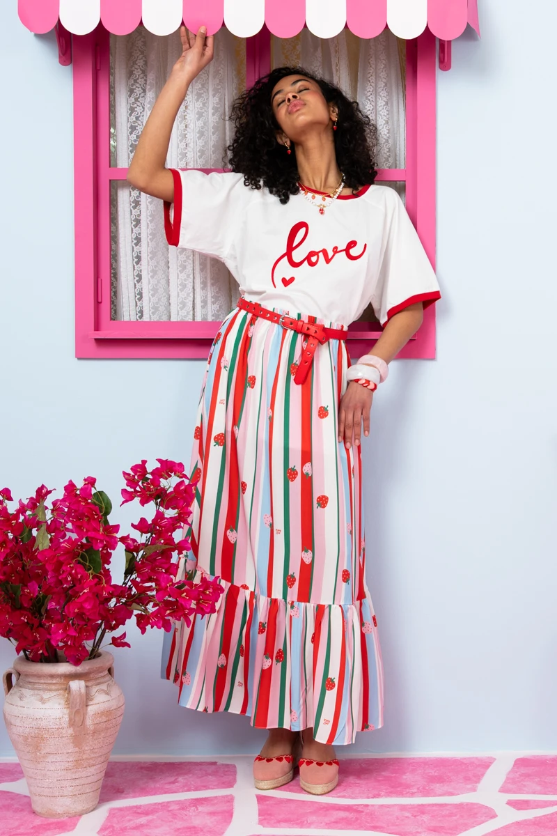 Marea Skirt Vis Multi Stripes Strawberries Color Φούστα Petit Boutik - Image 3