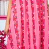 Linda Frill Dress Pink Floral Stripes Τιραντέ Φόρεμα με Ζώνη & Τσέπες Petit Boutik - Image 4