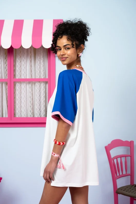 Alternative view of Κοντομάνικο Μπλουζάκι Petit Boutik T-shirt Reglan Blouse White Blue