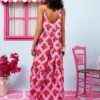 Athena Dress Vis Pink Hearts Red Spikes Φόρεμα με Ζώνη & Τσέπες Petit Boutik - Image 5