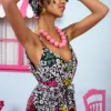 Athena Dress Black Summer Letters Φόρεμα με Ζώνη & Τσέπες Petit Boutik - Image 2