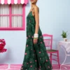 Erica Wrap Dress Vis Green Leaves Hearts Φόρεμα Κρουαζέ Petit Boutik - Image 3