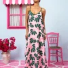 Matina Dress Vis Pink Leaves Hearts Φόρεμα με Ζώνη & Τσέπες Petit Boutik - Image 4
