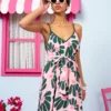 Matina Dress Vis Pink Leaves Hearts Φόρεμα με Ζώνη & Τσέπες Petit Boutik - Image 3