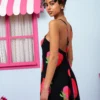 Zanzi Dress Vis Black Big Strawberries Φόρεμα Εξώπλατο Petit Boutik - Image 2