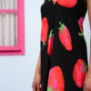 Zanzi Dress Vis Black Big Strawberries Φόρεμα Εξώπλατο Petit Boutik - Image 3