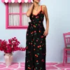 Matina Dress Vis Black Cherries Φόρεμα με Ζώνη & Τσέπες Petit Boutik - Image 4