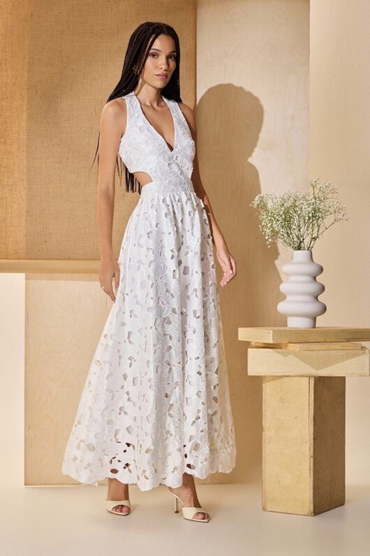 CUTWORK LACE LONG DRESS