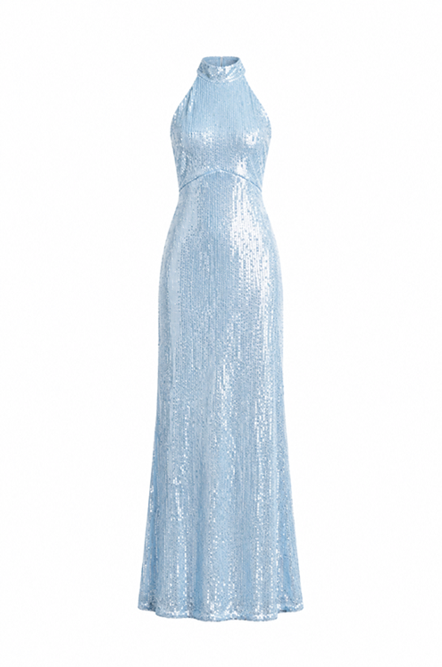 SEQUINED OPEN BACK LONG DRESS