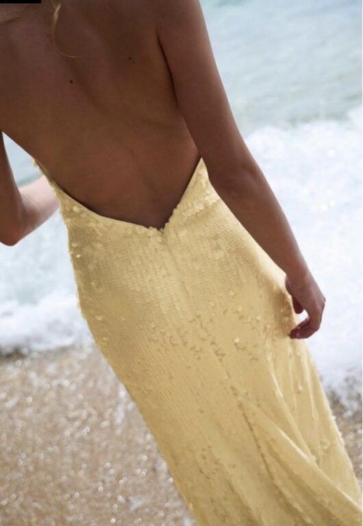 Alternative view of SEQUINED OPEN BACK LONG DRESS