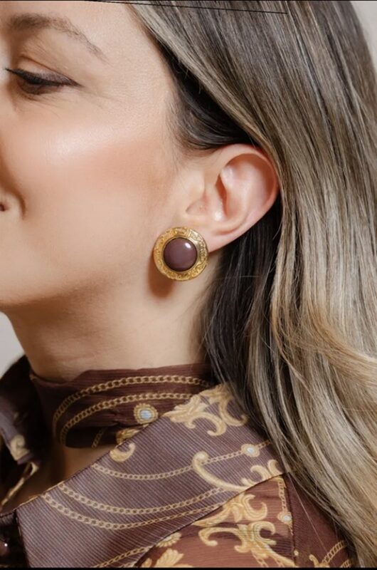 Alternative view of GLIDED MOCHA EARRINGS