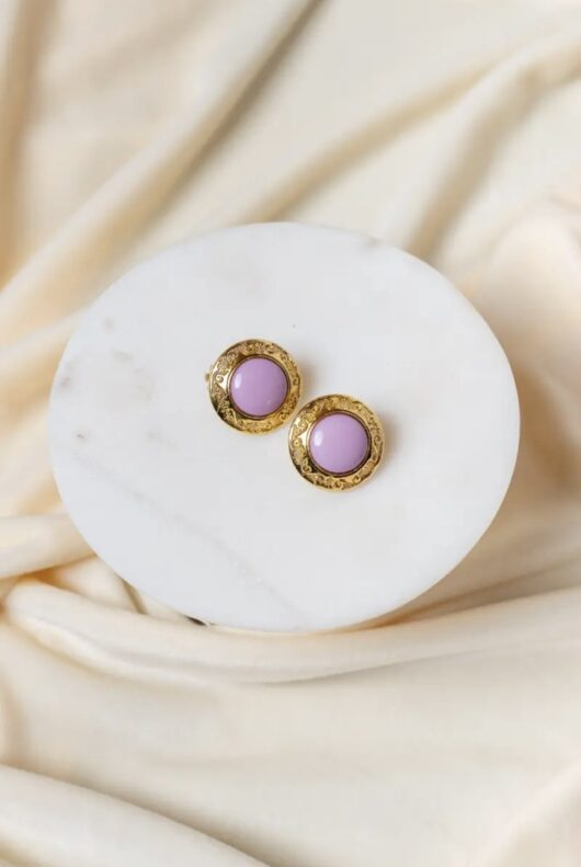 Alternative view of GLIDED LILAC EARRINGS