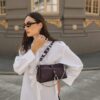Mexican moon Shoulder Bag Dark plum croc - Image 3
