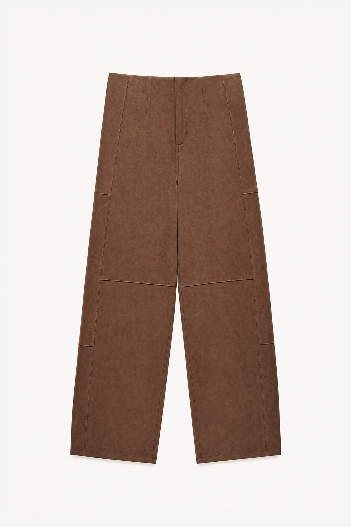 Wide-Leg Faux Suede Trousers - Image 4