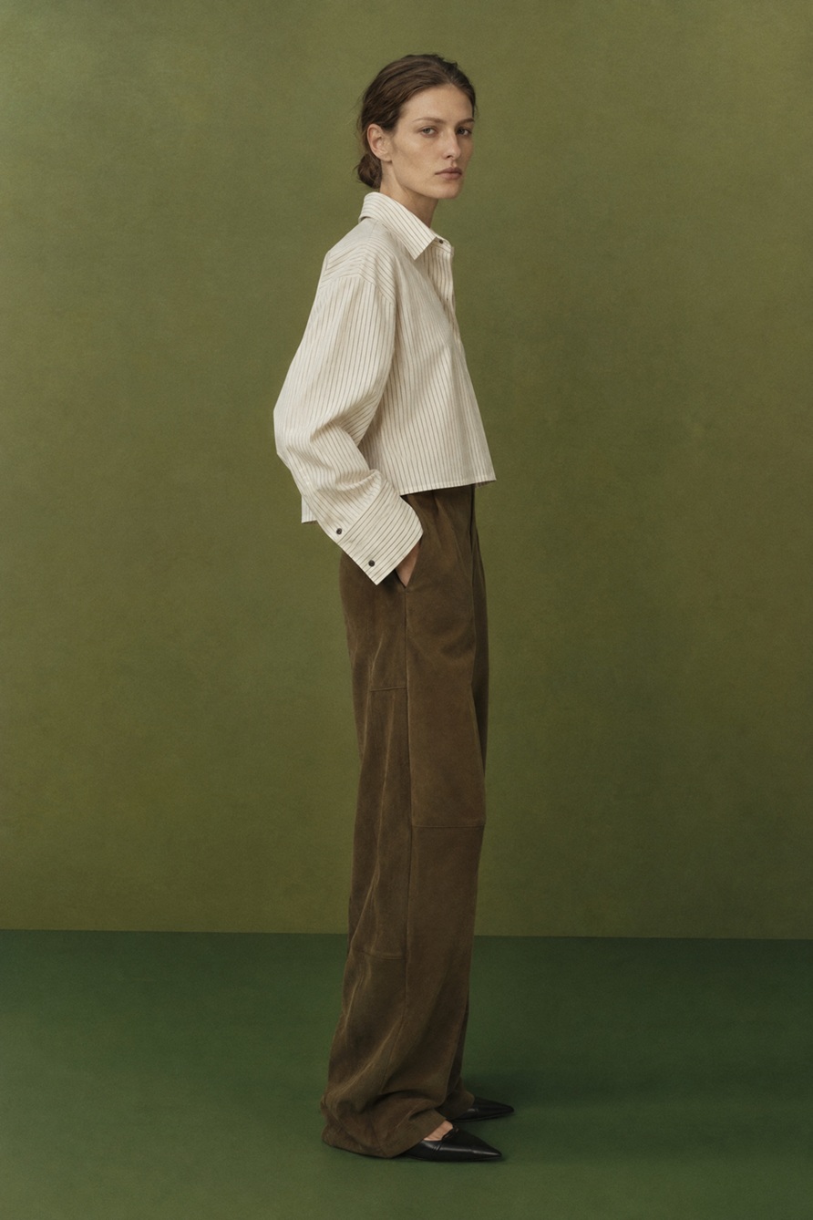 Wide-Leg Faux Suede Trousers - Image 2