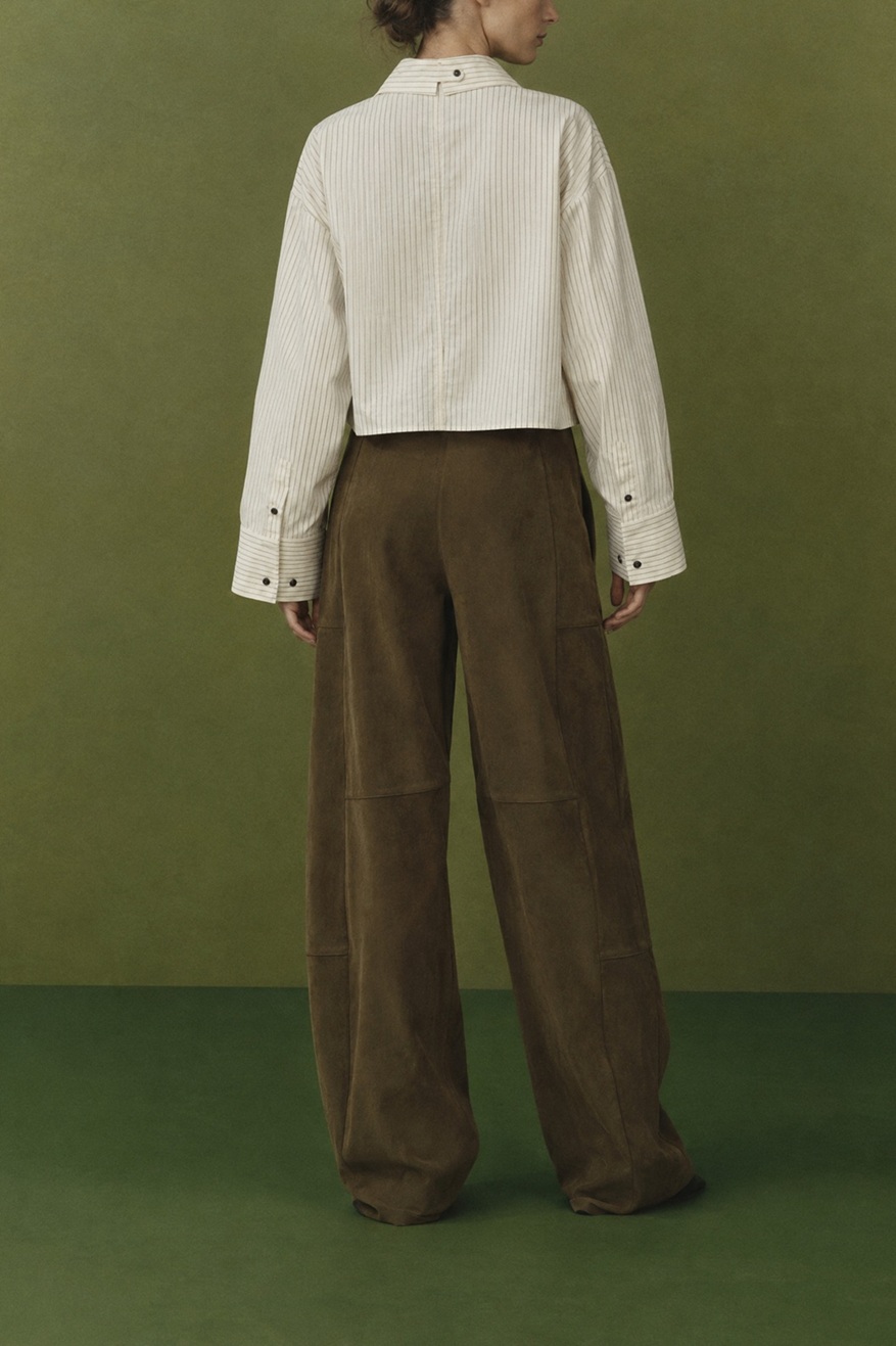 Wide-Leg Faux Suede Trousers - Image 3