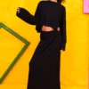 Chelsie Crop Top Πλεκτή Rib Μαύρη Μπλούζα Petit Boutik - Image 2