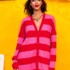 Claire Knitted Cardigan Pink Red Stripes Πλεκτή Ζακέτα Petit Boutik - Image 2