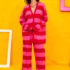 Claire Knitted Cardigan Pink Red Stripes Πλεκτή Ζακέτα Petit Boutik - Image 3