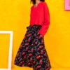 Chelsie Crop Top Πλεκτή Rib Κόκκινη Μπλούζα Petit Boutik - Image 4
