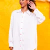 Konnie Shirt White Σατέν Πουκάμισο Με Κέντημα Petit Boutik