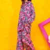 Maya Shirt Pink Green Leaves Πουκάμισο Petit Boutik - Image 3
