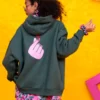 Hooded Φούτερ Blouse Green Love Hand Μπλούζα Με Κουκούλα Petit Boutik - Image 2
