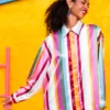 Popy Shirt Multi Stripes Dream Σατέν Πουκάμισο Petit Boutik - Image 2