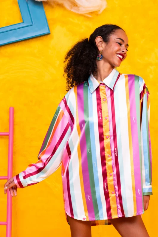 Alternative view of Popy Shirt Multi Stripes Dream Σατέν Πουκάμισο Petit Boutik