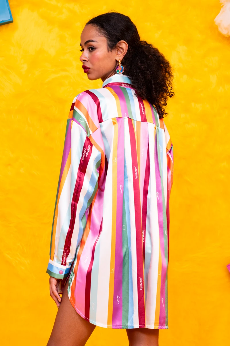 Popy Shirt Multi Stripes Dream Σατέν Πουκάμισο Petit Boutik - Image 3