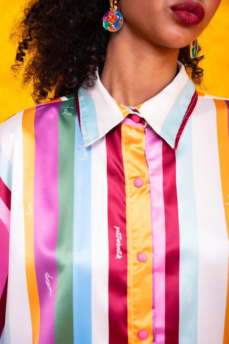Popy Shirt Multi Stripes Dream Σατέν Πουκάμισο Petit Boutik - Image 4