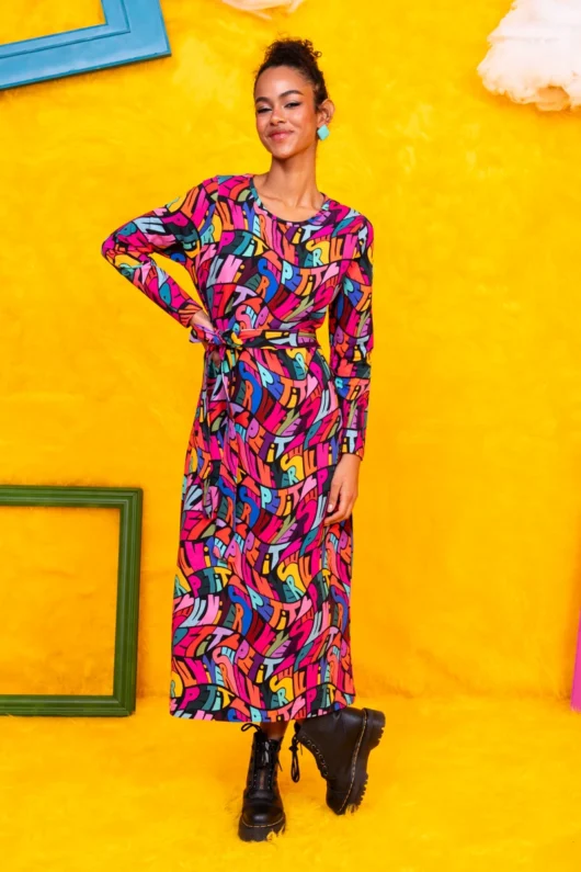 Amelia Dress Petit Universe Letters Φούτερ Φόρεμα με Ζώνη Petit Boutik