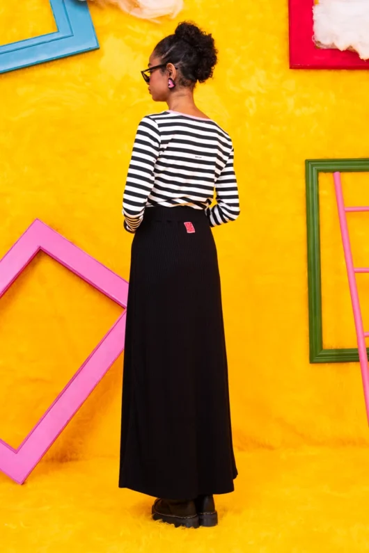 Alternative view of Margo Skirt Πλεκτή Rib Μαύρη Φούστα Petit Boutik