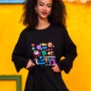 Noelia Frill Dress Stop Overthinking Μαύρο Φούτερ Φόρεμα με Ζώνη Petit Boutik - Image 3