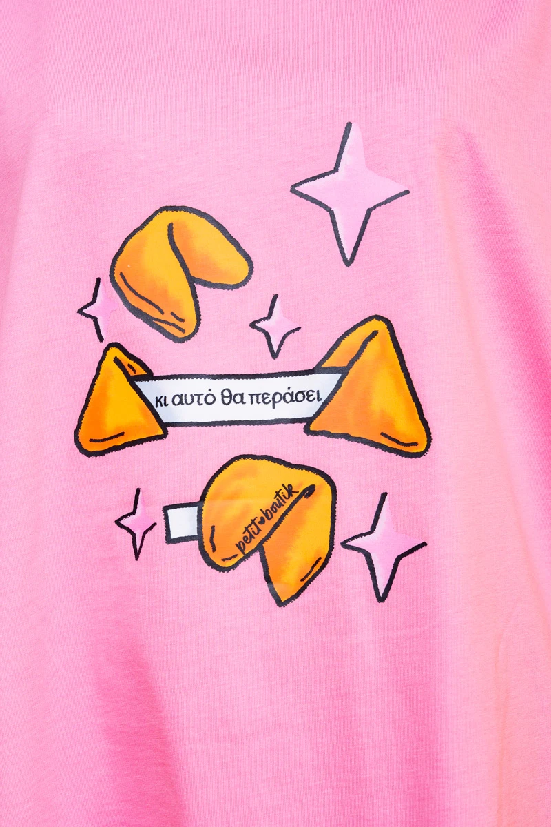 T-shirt Blouse Pink Lucky Cookies Κοντομάνικο Μπλουζάκι Petit Boutik - Image 3