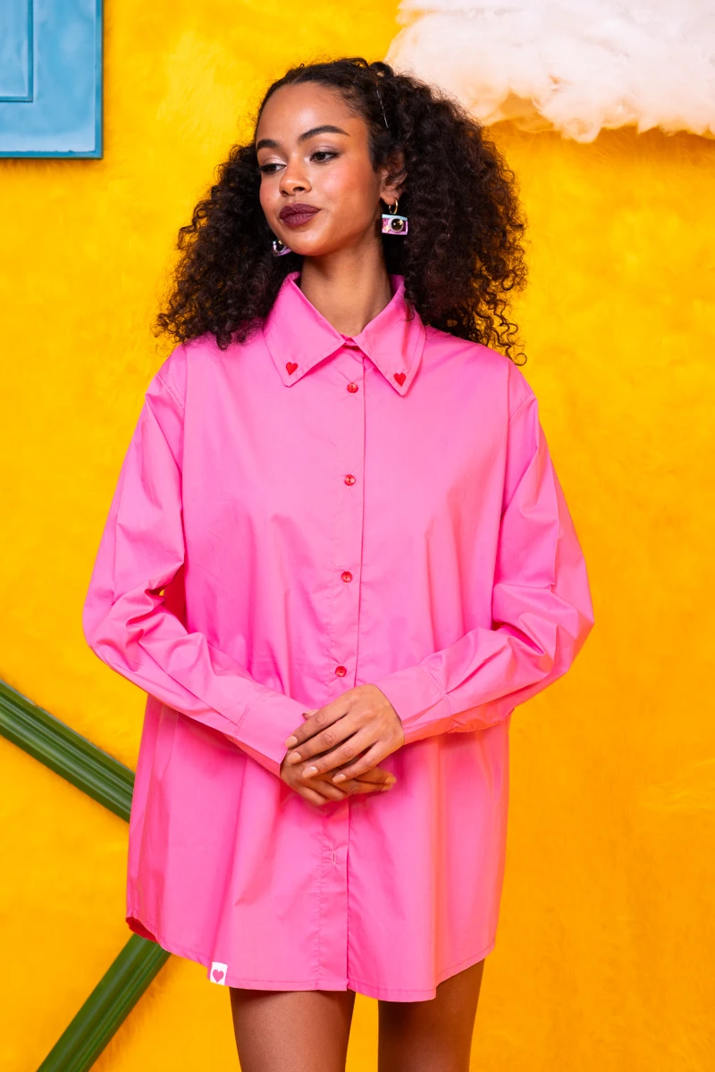 Konnie Shirt Pink Cotton Poplin Πουκάμισο Με Κέντημα Petit Boutik - Image 5