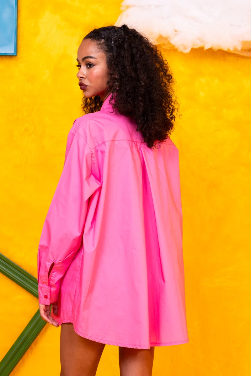 Konnie Shirt Pink Cotton Poplin Πουκάμισο Με Κέντημα Petit Boutik - Image 4