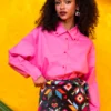 Konnie Shirt Pink Cotton Poplin Πουκάμισο Με Κέντημα Petit Boutik - Image 3