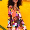 Isabella Dress Multi Girls Faces Φούτερ Φόρεμα με Τσέπες Petit Boutik - Image 3