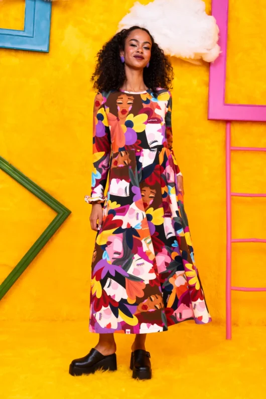 Alternative view of Isabella Dress Multi Girls Faces Φούτερ Φόρεμα με Τσέπες Petit Boutik