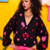 Nelly Knitted Cardigan Black Hearts Πλεκτή Ζακέτα Petit Boutik - Image 2