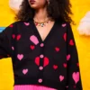 Nelly Knitted Cardigan Black Hearts Πλεκτή Ζακέτα Petit Boutik - Image 3