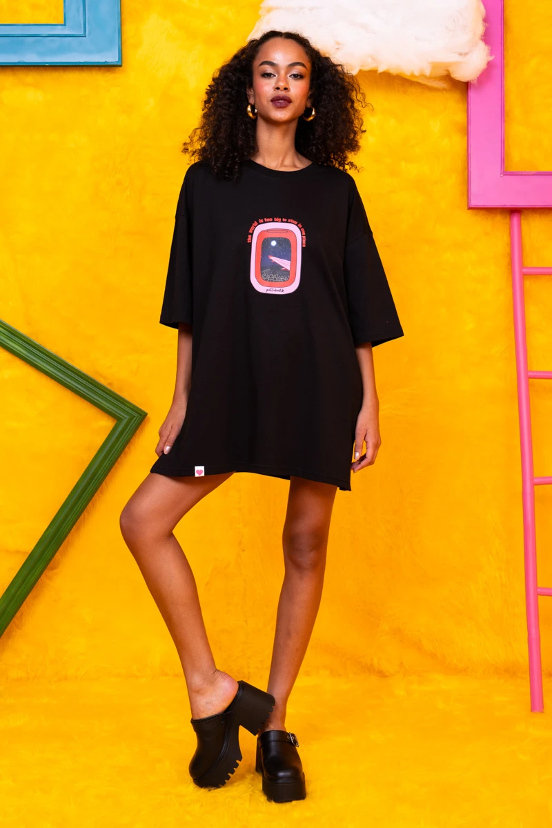 T-shirt Blouse Black Aeroplane Window Κοντομάνικο Μπλουζάκι Petit Boutik - Image 3