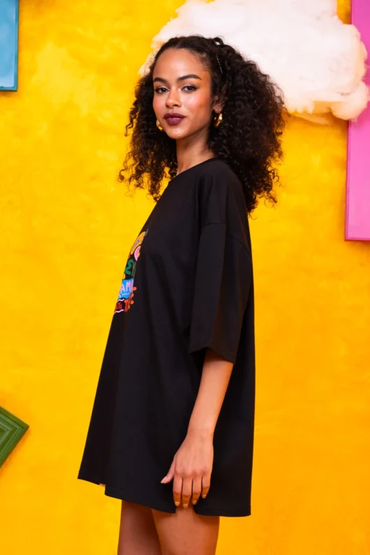 Alternative view of T-shirt Blouse Black “Χαμογέλα” Κοντομάνικο Μπλουζάκι Petit Boutik